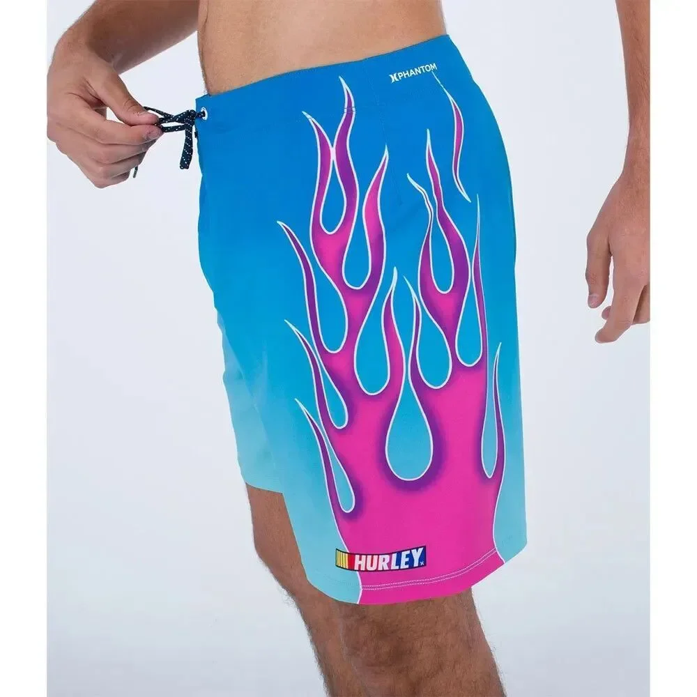 Hurley Men's Phantom Nascar Flames Drawstring Board Shorts Blue 44